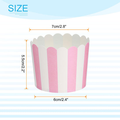 HARFINGTON 50Pcs Paper Baking Cups 6oz Greaseproof Disposable Bulk Cupcake Muffins Liners Cases Wrappers for Wedding Birthday Graduation, Stripe Pink