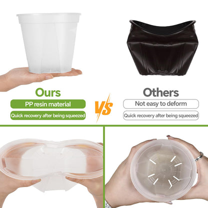 THMFHMW 6/8/10/12 Inch Large Clear Nursery Deep Pots with Drainage Hole 12 Pack, Deep Plant Pots with Drainage for Seedling Flower Vegetable, Ideal for Hyacinths, Amaryllis, Reusable Deep Pots