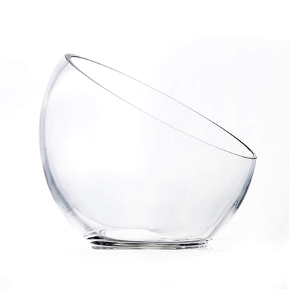 CYS EXCEL Glass Slant Cut Bubble Bowl (H-6" W-7") Clear Flower Vase Globe Bowl Terrarium Round Planter Decorative Centerpiece