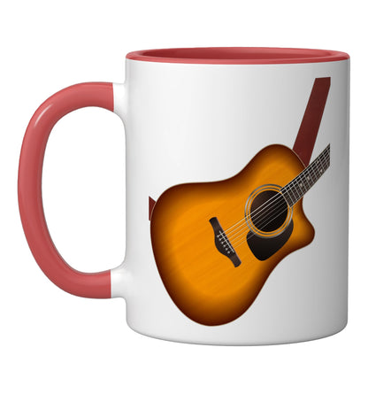 Acoustic Guitar Halloween Costume Rock Country Bluegrass Ceramic Mug, Red/White