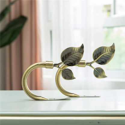HIKMLK Leaf Shaped Curtain Tieback Holdbacks 2pcs, Handmade Metal Curtain Side Holders for Wall, Curtain Hook Pull Backs for Drapes Window Decoration