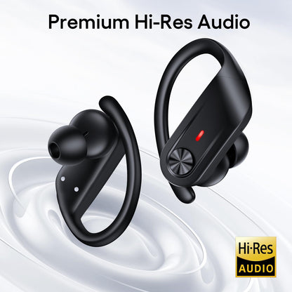 Hybrid Active Noise Cancelling Ear Buds Wireless 80 Hrs Playtime Hi-Res Stereo Quality Earbuds with Transparency Mode Bluetooth Headphones with Earhooks Sports ANC Earphones for Running Working Travel