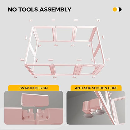 EVERFRONT Clear Acrylic Plastic Dog Playpen - Clear Dog Play Pen - Easy Assemble Acrylic Dog Playpen - Puppy Playpen, Cat Playpen, Small Animal Playpen, Dog Play Pen Indoors (Pink-23.6" H, 12PCS)