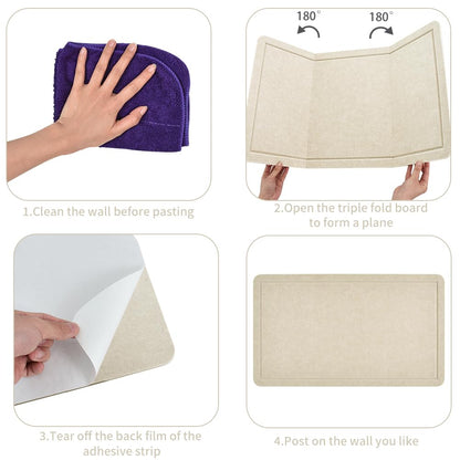Vuzvuv Linen-Brown 28"x16" Large Cork Board with 50 Push Pins & Sticky Notes, Self-Adhesive Bulletin Board for Wall, Felt Pin Vision Board for Paste Notes,Schedules Offices Home
