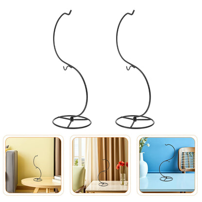 TOYANDONA 2pcs Small Iron Micro Landscape Bottle Hanger Stand, Black S-shaped Desktop Plant Display Hook for Indoor Terrarium and Hanging Glass Globe Decoration