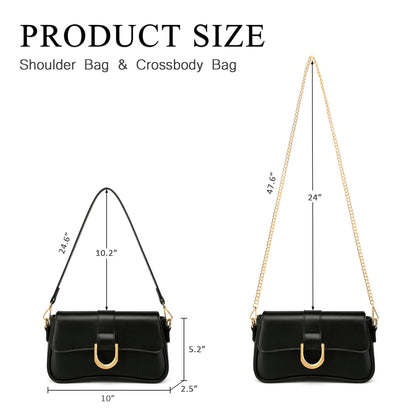 KKXIU Shoulder Bag for Women, Small Handbag Cute Purse Retro Clutch Underarm Hobo Bag, Black