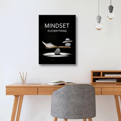 YSPCSUN Inspirational Office Decor Wall Art Mindset Is Everything Canvas Prints Zen Stones Balance Painting Motivational Posters For Bedroom Therapy Room Workspace Ready To Hang 24x18 Inch