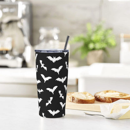Perinsto Bats Halloween 20oz Travel Tumbler With Lid And Straw, Stainless Steel Tumblers Insulated Coffee Cup Mug Gift For Men Women
