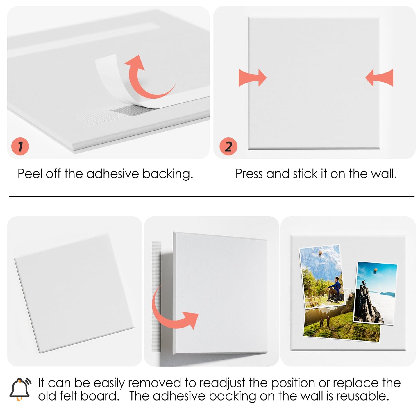 MaxGear Large Cork Board for Wall 36" x 24", White Bulletin Board, 6 Pack Felt Wall Tiles with Pushpins, Cork Boards for Office Pin Board Tack Board Cork Boards