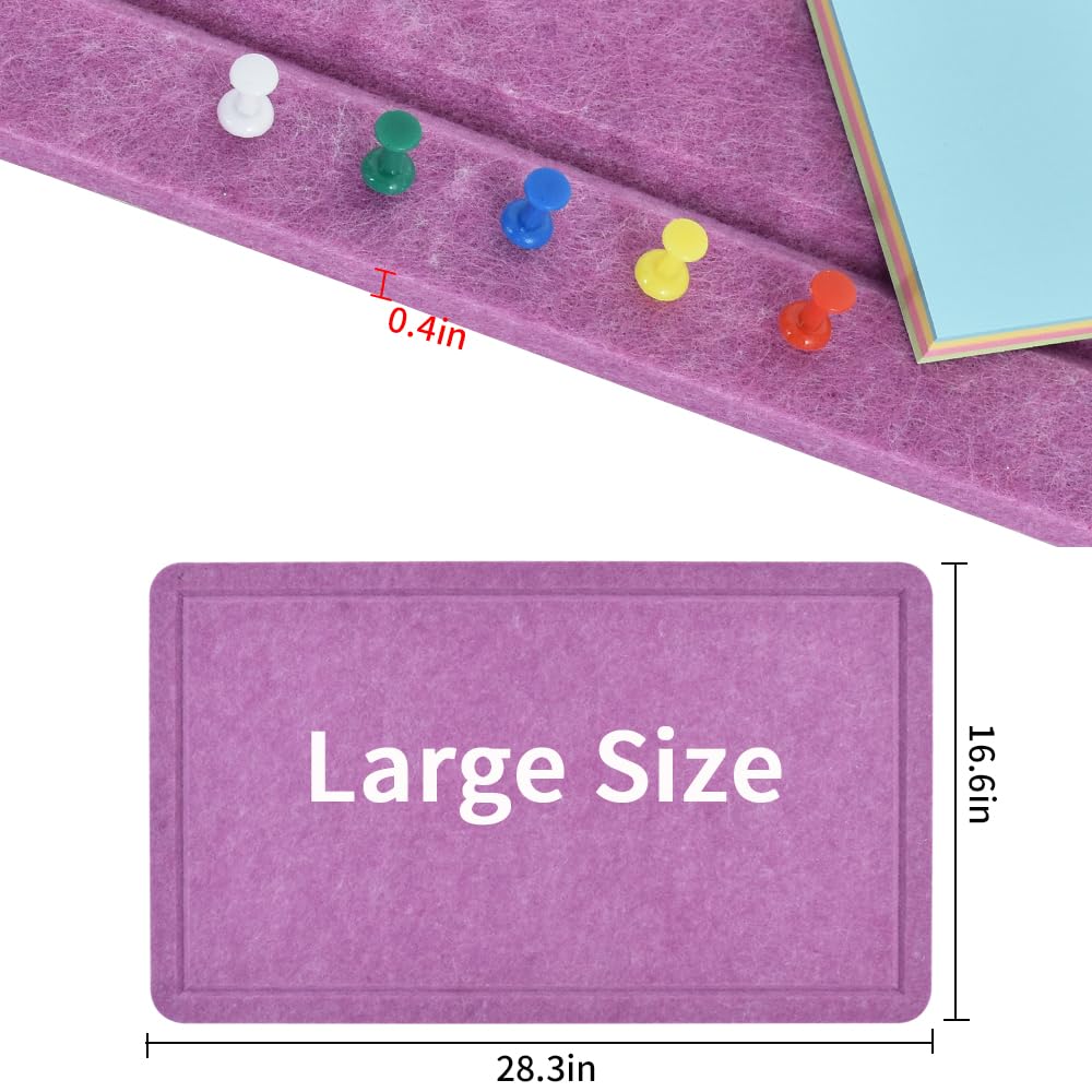 Vuzvuv Violet Purple 28"x16" Large Cork Board with 50 Push Pins for Valentine's Day, Self-Adhesive Bulletin Board for Wall, Felt Pin Vision Board for Paste Notes,Schedules Offices Home