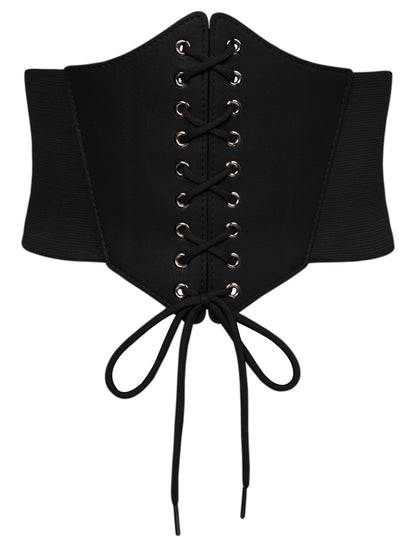 Scarlet Darkness Women Black Belt for Dress Wide Elastic Belt Stretch Corset Belts Black S