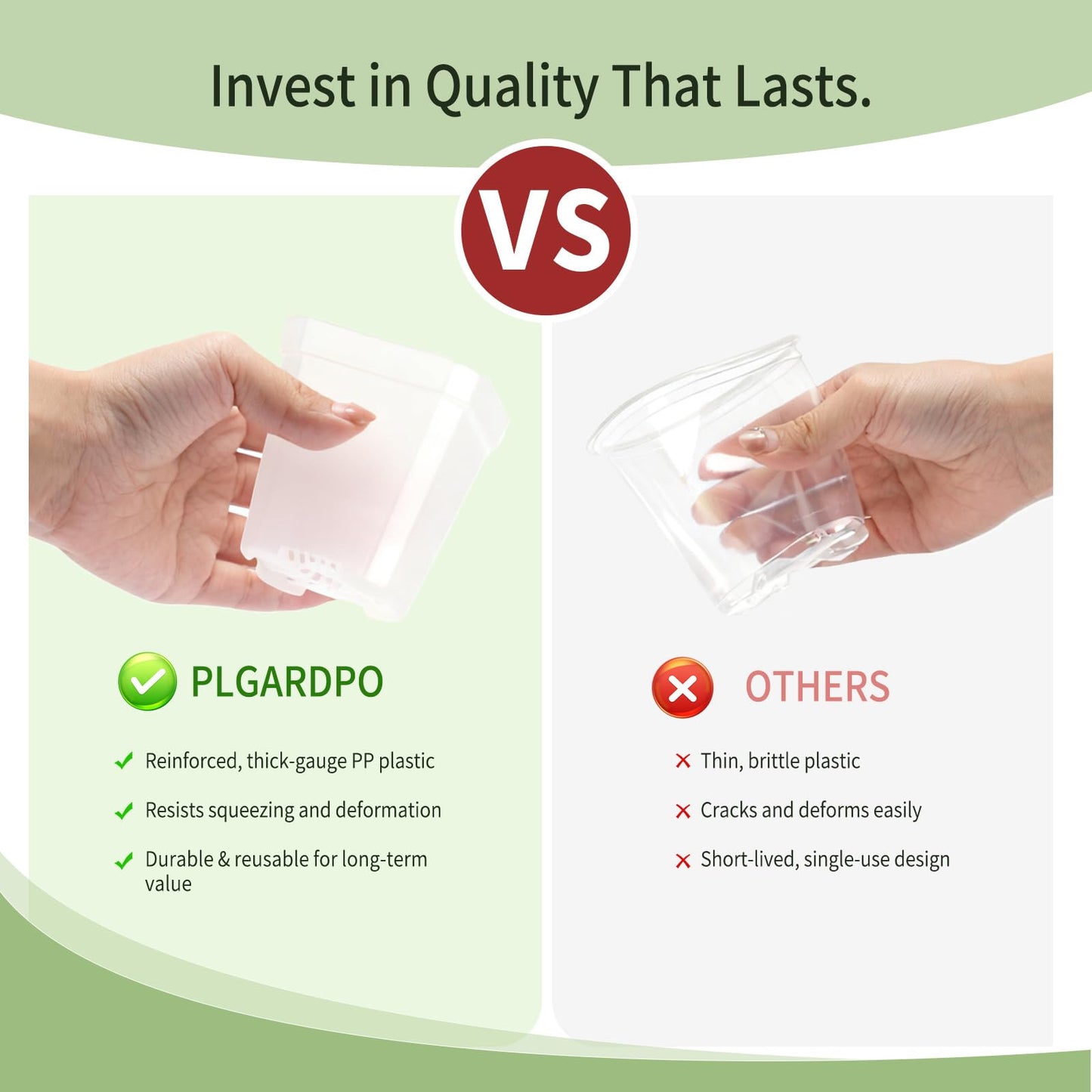 Plgardpo Clear Nursery Pots with Drainage, Square Plastic Plant Pots, 3 Inch Clear Seed Starter Flower Pots, 30 Pcs Small Pots for Seedling