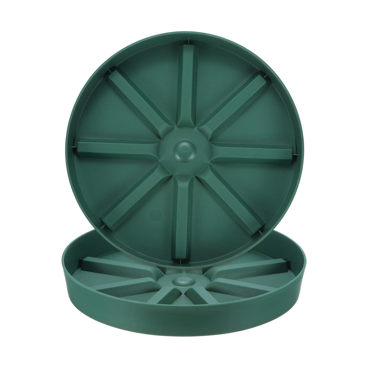 M METERXITY 2-Pack Plant Saucer, 9 Inch Flower Pot Saucers, Thicker Anti-Rot Root Plastic Plant Saucer for Indoor/Outdoor Potted Plant/Plant Water Catcher Tray [Green]