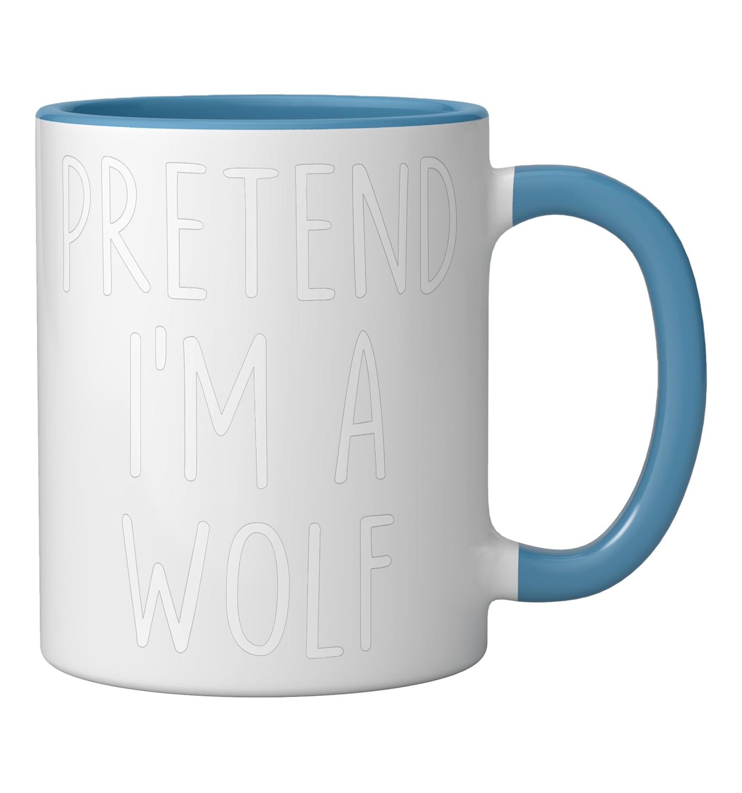 Pretend I'm A Wolf Costume Halloween Party Lazy Easy Ceramic Mug, Blue/White
