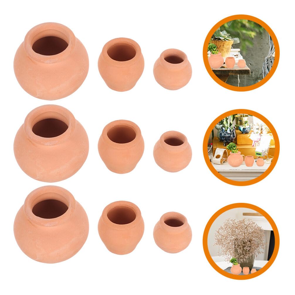 Sewroro 9pcs Mini Ceramic Succulent Nursery Pots, Small Clay Pots Mini Terracotta Planter for Small Spaces and Office Decor