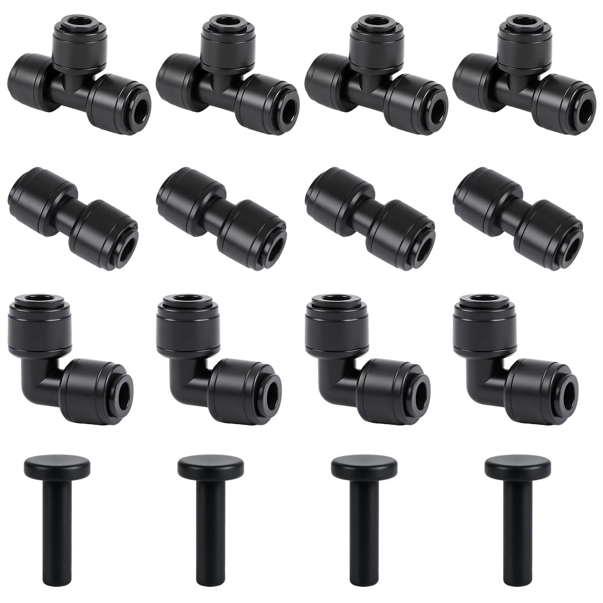 Copadri Quick Connect 1/4" Drip Irrigation Fittings Kit: 40 Pieces Drip Line Connection Push to Fit Parts for 1/4-Inch Tubing Dripline Hose Connectors for Garden Lawn Sprinkler System