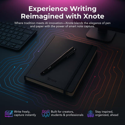 XNote Smart Pen & Notebook Starter Set – AI-Powered Digital Note Taking, Real Paper Writing Syncs to App, Bluetooth Smart Notebook, 17-Hr Battery, Official Bundle with 5 Ink Refills