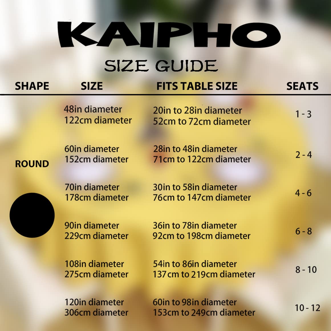 KAIPHO Yellow Round Tablecloth Waterproof Stain Resistant Wrinkle Free Table Cloth 210GSM Polyester Washable Wipeable Table Cover for Party, Banquet, Wedding, Indoor and Outdoor (90 inch, Circle)