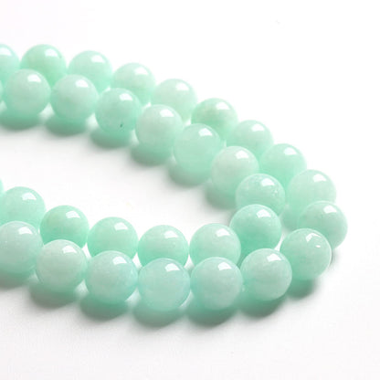 8MM 46PCS Natural Stone Amazonite Chalcedony Loose Beads for Jewelry Making DIY Bracelet Necklace 1 Strand