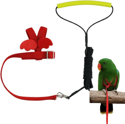 Pet Parrot Bird Harness and Leash, Adjustable Training Design Anti-Bite, Bird Nylon Rope with Cute Wing for Lovebird Budgie African Grey Macaw Conure (Red,Sulphur-Crested Cockatoo)