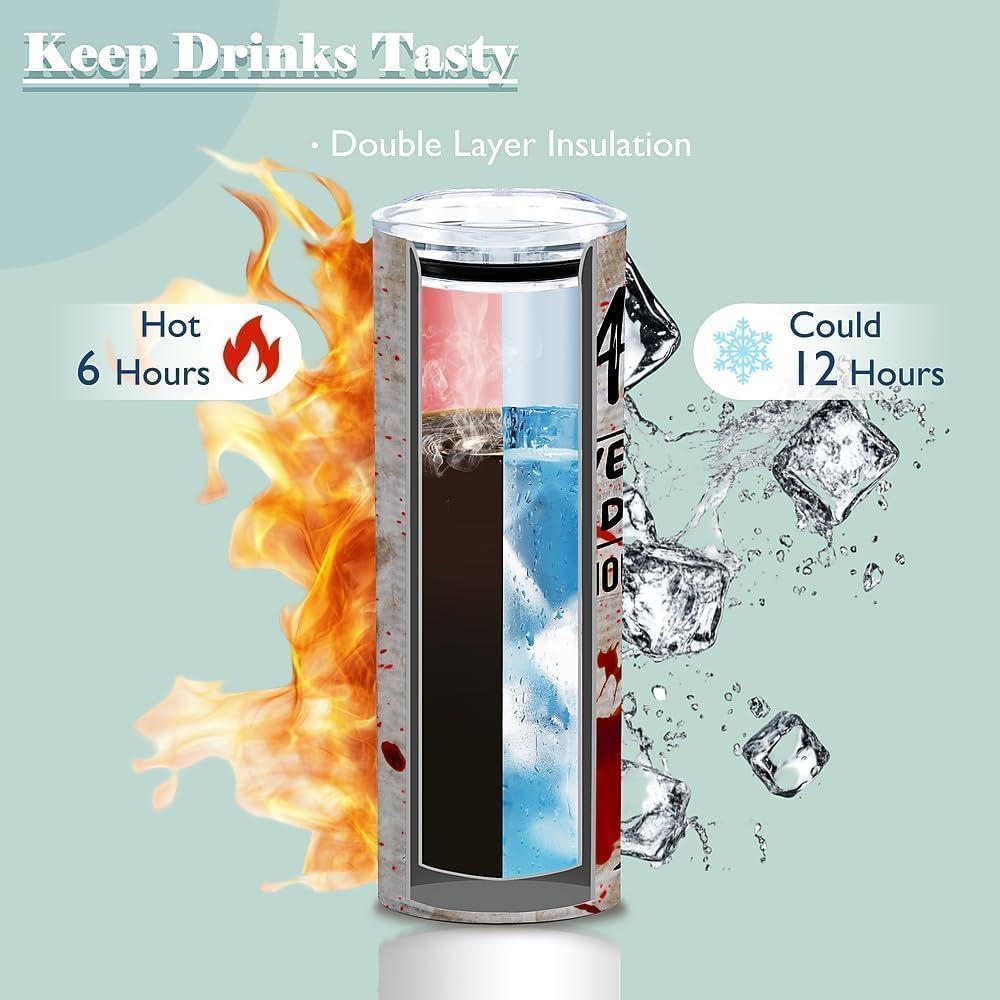ATHAND Back Off True Crime Gifts,20 Oz Insulated Stainless Steel Iced Skinny Coffee Tumbler with Lid,Funny Crime Tumbler,Horror Gifts for Women Men,Friends,Coworkers,1 Pcs