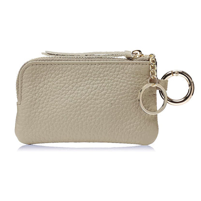LnxLtw Travel-Friendly Leather Coin Purse for Women – Mini Zipper Wallet with Wrist Strap & Keychain, Compact Change Holder & Small Coin Pouch with Gift Box (Gray)