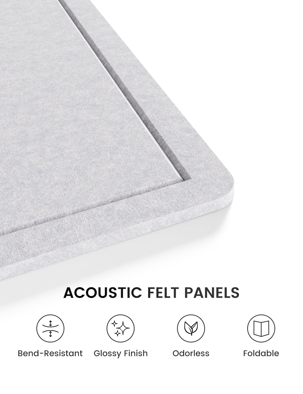 Fluxynara Bulletin Board,35.4" x 23.6" Cork Board Alternative with 12 Safe Removable Adhesive Tabs, Foldable Felt Pin Board for Home Office, Classroom, Bedroom,Entryway for Walls—Soft Gray