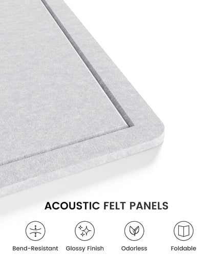 Fluxynara Bulletin Board, 23.6" x 17.5" Cork Board Alternative with 12 Safe Removable Adhesive Tabs, Foldable Felt Pin Board for Home Office, Classroom, Bedroom,Entryway for Walls—Soft Gray