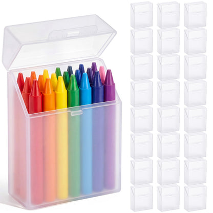 Clabby 24 Pcs Plastic Crayon Organizer Case for 24 Count Crayons Kids Art Supply Storage Box with Lid, Portable Holder for Classroom Home Travel, Fits Standard 24-Pack Crayon (Clear)