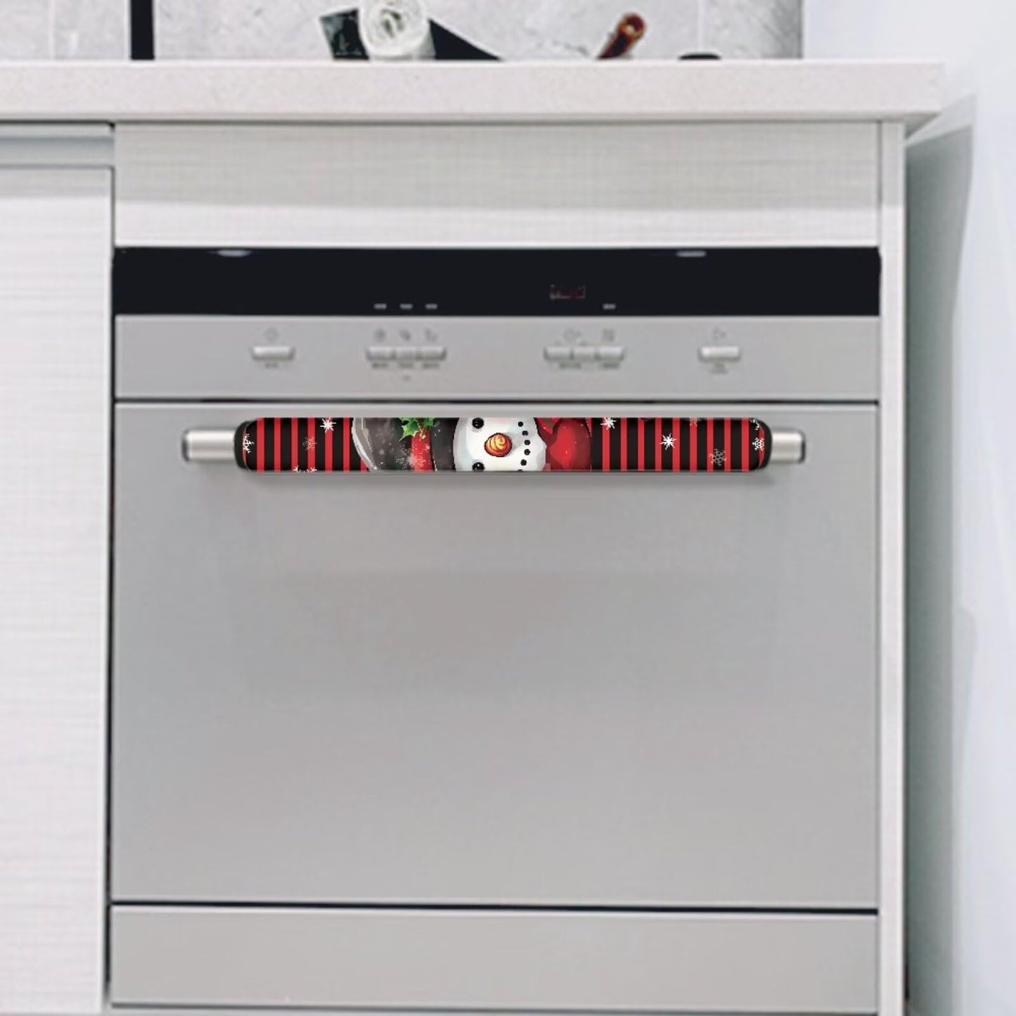 ASQVTIFE Snowman Refrigerator Handle Covers Set of 2 Christmas Decorations Indoor Snowman Fridge Door Handle Cover for Kitchen Non Slip Kitchen Appliance Protective Mat Easy to Clean Soft Comfort