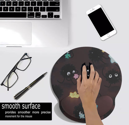 Cute Cartoon Small Black Coal Ball Mouse Pad with Wrist Support, Ergonomic Wrist Rest Table Decoration Simple Typing Pain Relief
