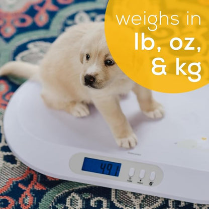 Beurer BY90 Baby Scale, Pet Scale, Digital, with Measuring Tape, tracking weight with App | For: Infant, Newborn, Toddler /Puppy, Cat - Animals | LCD Display, weighs Lbs/Kg/Oz Highly accurate