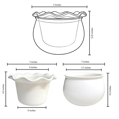 Sanmudecor Self Watering Planter Pot for African Violets, White Ceramic Indoor Plant Pot with Bottom Watering System, 7"