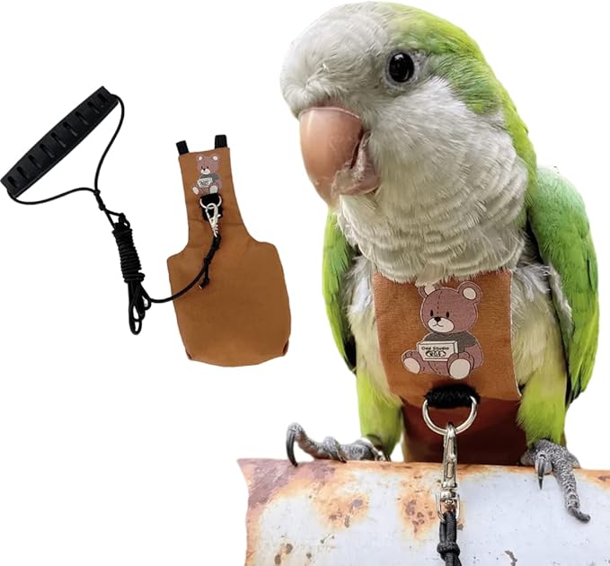 Bird Diaper Harness Flight Suit Clothes, Parrot Flight Suit with Leash for Parrot, Bird Flying Clothes with Rope and Handle for Outdoor Activities Training (Budgie,with Leash)