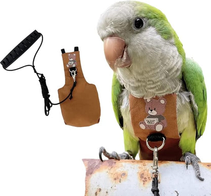 Bird Diaper Harness Flight Suit Clothes, Parrot Flight Suit with Leash for Parrot, Bird Flying Clothes with Rope and Handle for Outdoor Activities Training (Budgie,with Leash)
