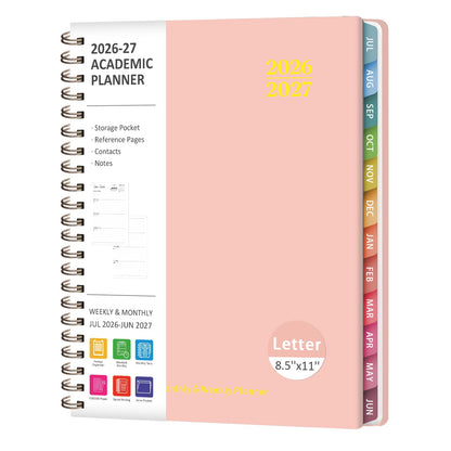 Planner 2026-2027, Weekly and Monthly Academic Planner, July 2026 - June 2027, Hardcover Calendar Agenda Book for School Year Planning, School Supplies for Teacher and Student, Letter Size(8.5'' x 11'')