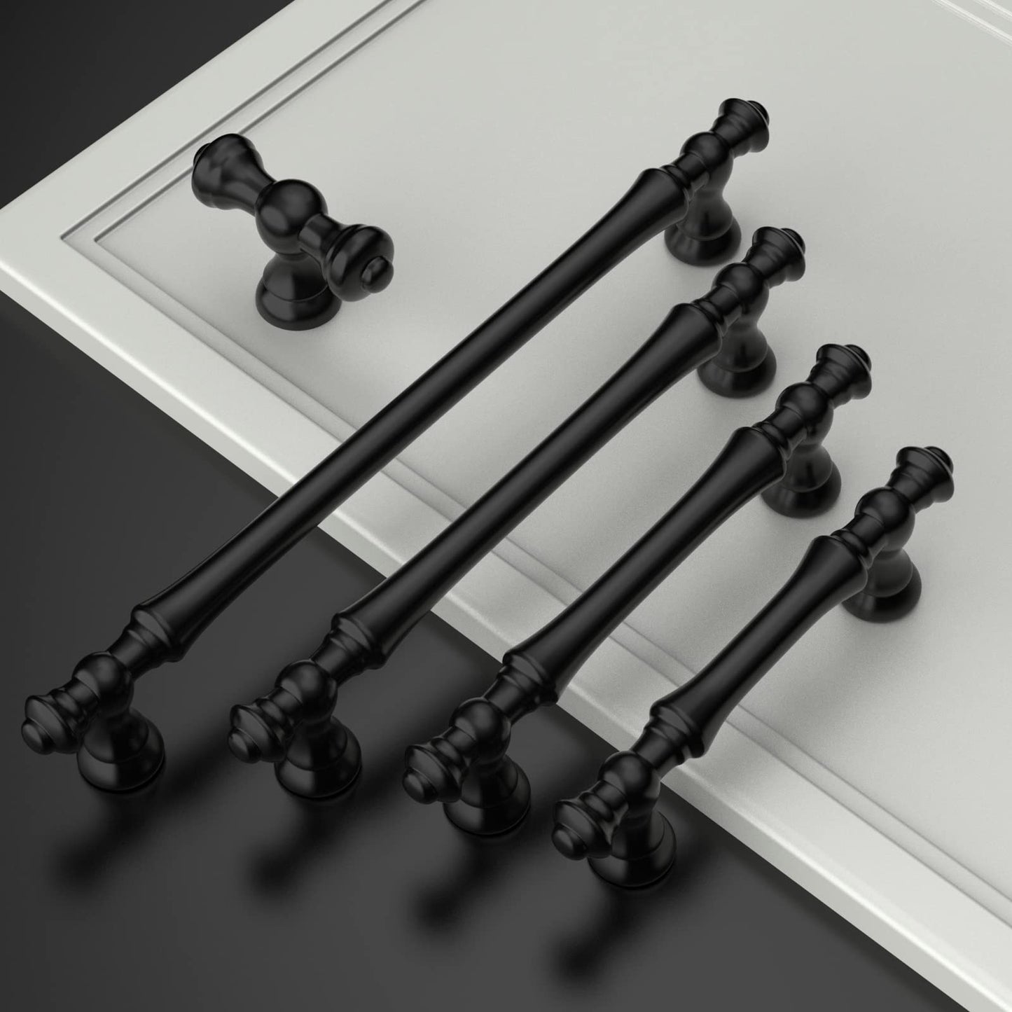 Amerdeco 10 Pack Matte Black Kitchen Cabinet Knobs 2.1 Inch(53mm) Single Hole Cabinet Handles Dresser Knobs Drawer Knobs and Pulls for Bathroom Cabinets