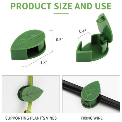 LeMall Plant Climbing Wall Fixture Clips, 100PCS Self-Adhesive Plant Hooks for Wall Vines Fixing Clips Green Leaf Plant Clip Garden Wall Clip Plant Clip Green Leaf Simulation for Garden Wall Clip