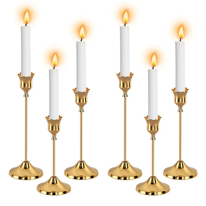 6pcs Gold Candle Holders, Candlestick Holders Taper Candle Holders for Pillar Candles Sticks Holder Decor Halloween Christmas Decorations Candle Candelabros para Centros de Mesa