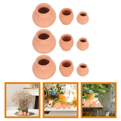 Sewroro 9pcs Mini Ceramic Succulent Nursery Pots, Small Clay Pots Mini Terracotta Planter for Small Spaces and Office Decor