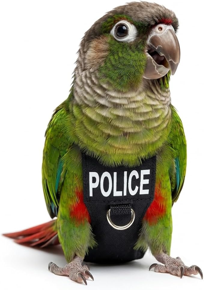 Bird Diaper Flight Suit, Cute Cosplay Parrot Clothes, Easy-to-Wear Washable Nappy, Durable Metal Ring Harness for Cockatiel, Conure, African Grey, Parakeet Outdoor Flying (Without Leash,S)
