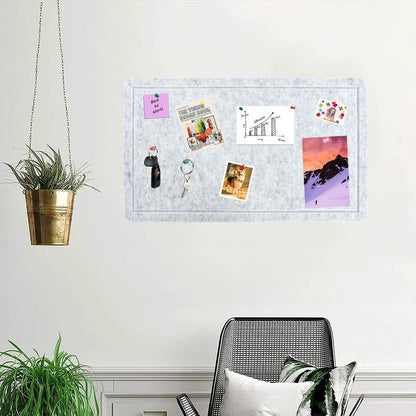 Vuzvuv Grey 28"x16" Large Cork Board with 50 Push Pins & Sticky Notes, Self-Adhesive Bulletin Board for Wall, Felt Pin Vision Board for Paste Notes,Schedules Offices Home