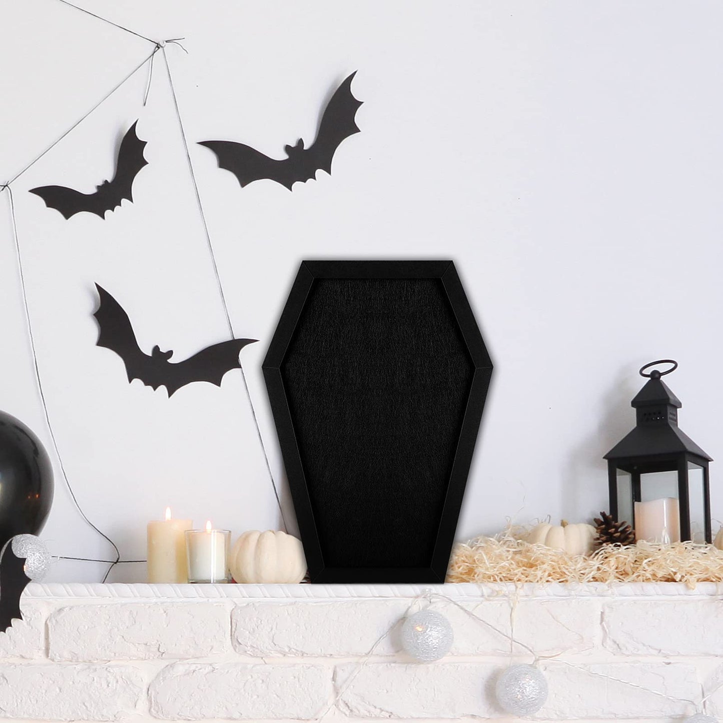 YCCYYCCY Coffin Felt Bulletin Board, Gothic Decor Bulletin Board for Table Top or Wall, Coffin Message Board with Push Pins, Gothic Decor for Home, Office, Bistro and School