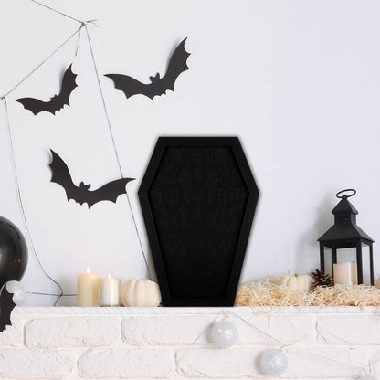 YCCYYCCY Coffin Felt Bulletin Board, Gothic Decor Bulletin Board for Table Top or Wall, Coffin Message Board with Push Pins, Gothic Decor for Home, Office, Bistro and School