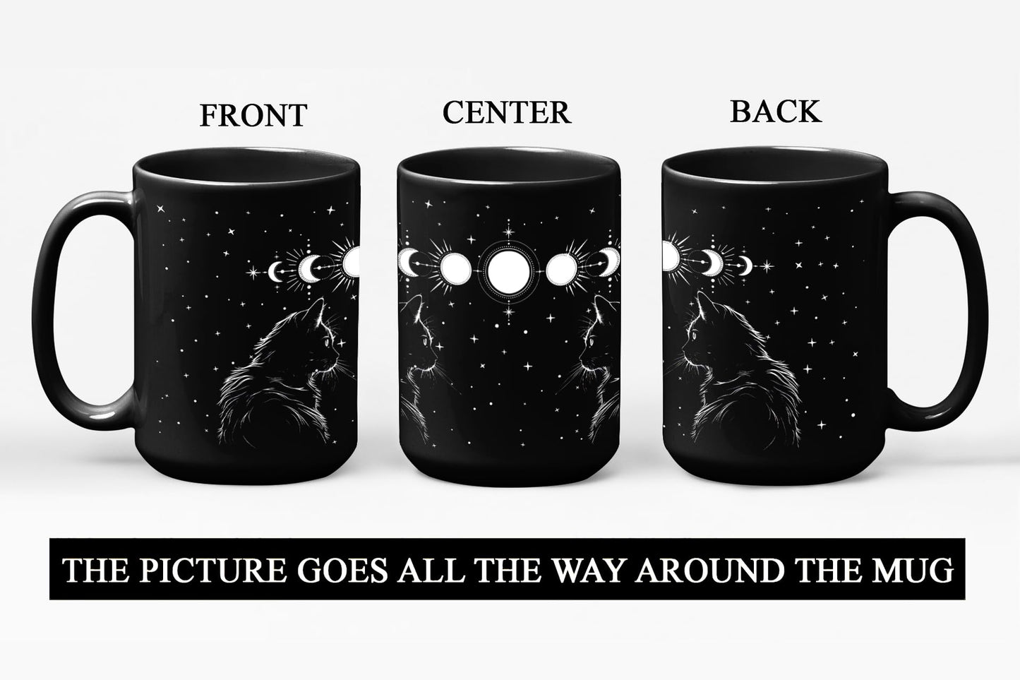 Black Cat Mug 15oz Cat Lover Gifts for Women Funny Goth Coffee Mug - Witch, Goth Decor Christmas Cup With Cats Goth Gift Witchy Gifts for Women, Men - Xmas Decorations Cats Christmas Gothic Home Decor