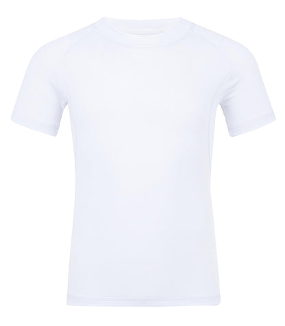 Runceptual Youth Boys Compression Shirt Short Sleeve Kids Quick Dry Base Layer Undershirt Basketball Athletic T-Shirt (US, Alpha, Medium, Regular, White)