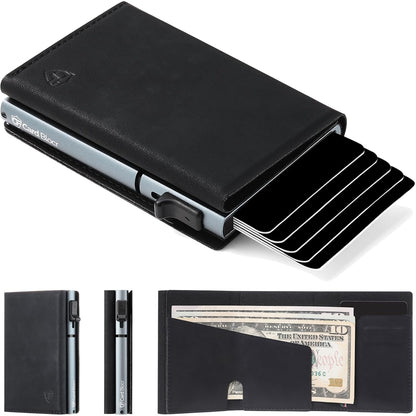 Conceal Plus Card Blocr Pop Up Wallet for Men - Slim Metal RFID Blocking Card Holder (4-6 Cards Ejector) - Minimalist Smart Front Pocket Wallet with Internal Cash + ID Storage