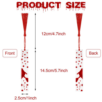 Tenare 5 Pieces Blood Bookmark Halloween Theme Blood Splatter Art Page Marker Bloodstain Bookmark Handmade Ideal Trick or Treat Present for Friends, Kids, Students, Teacher