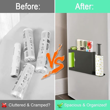 Picowe Wall Mount Kitchen Wrap Organizer Rack, Metal Aluminum Foil Organizer, Cabinet Storage Holder for Kitchen, Aluminum Foil, Cling Film, Paper Towel (Grey)