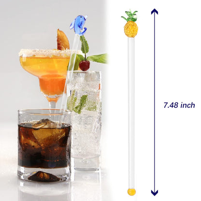 6 Pcs Glass Swizzle Stick Coffee Cocktail Juice Milk Drink Swizzle Stick Transparent Glass Stir